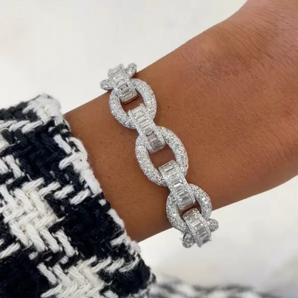 20ctw Round and Baguette Cut Link Bracelet