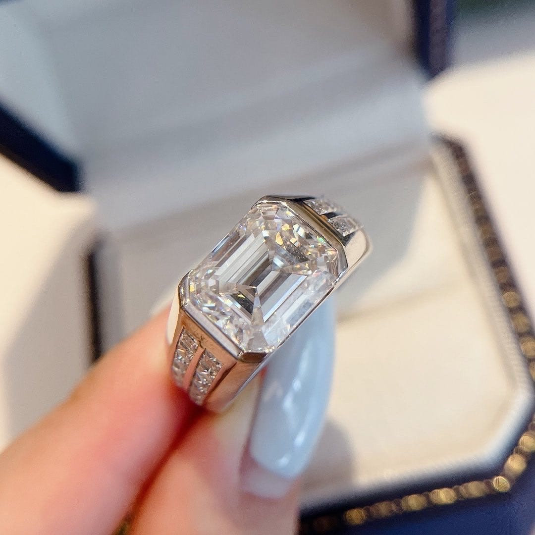 [Copy][Copy]Men's Solid 925 Sterling Silver Iced Hip Hop Baguette  Pinky Cross Ring