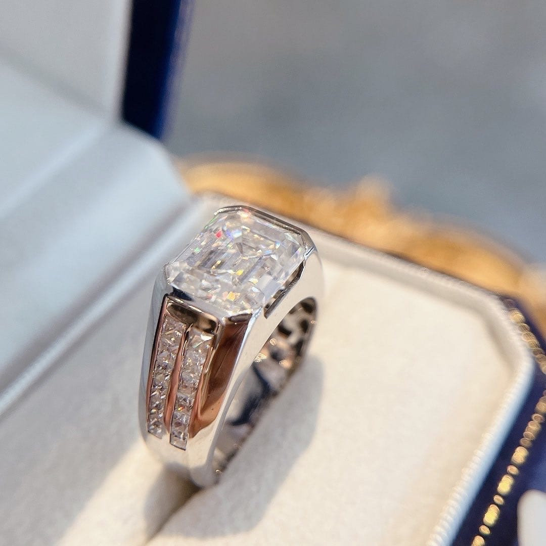 [Copy][Copy]Men's Solid 925 Sterling Silver Iced Hip Hop Baguette  Pinky Cross Ring