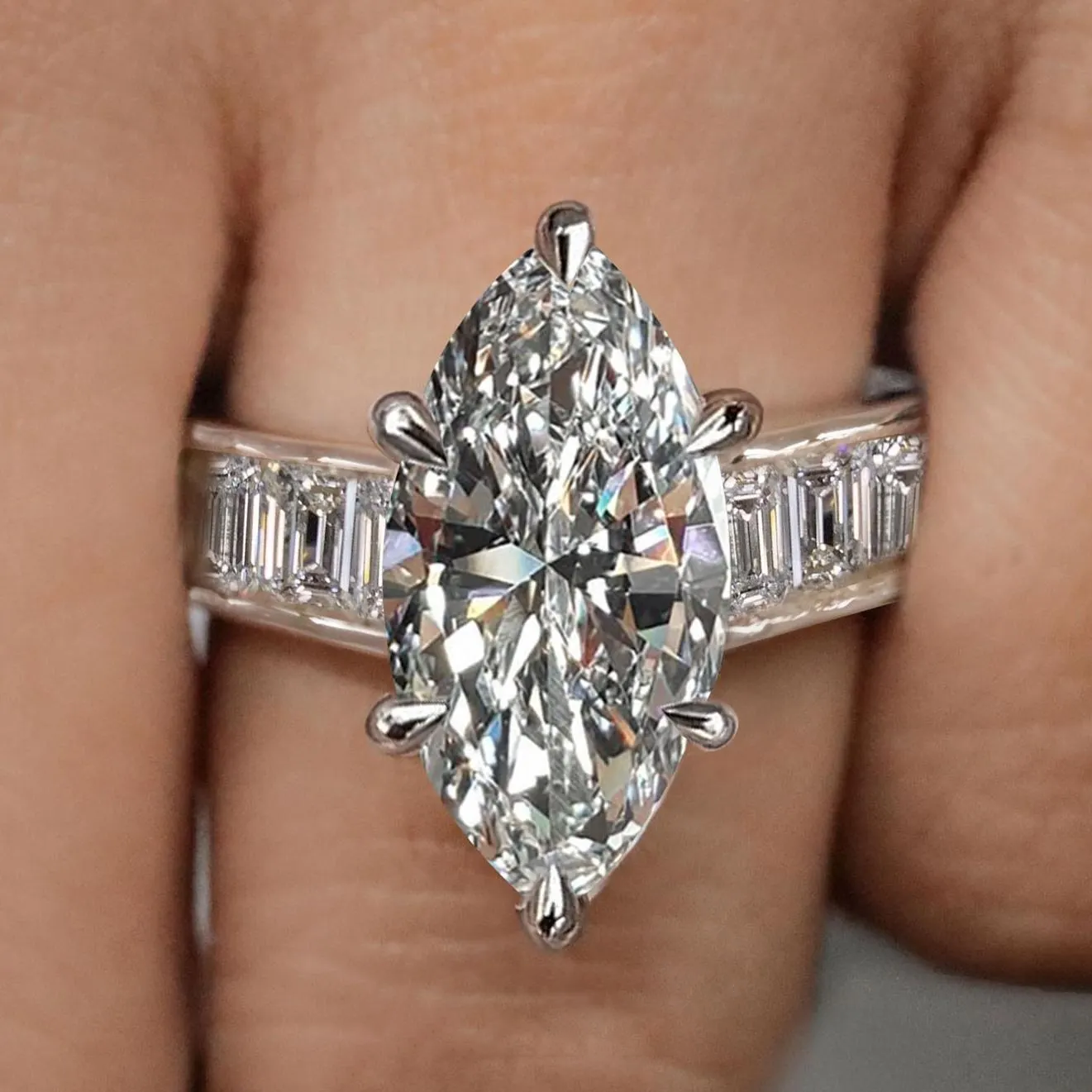 [Copy]7.5ct Asscher Cut White Sapphire Bold Men's Ring