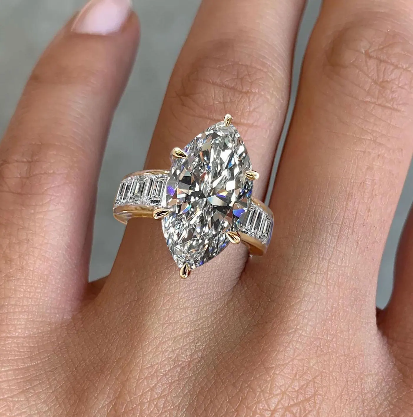 7.5 Carat Marquise Cut Wide Band Diamond Cocktail Wedding Ring