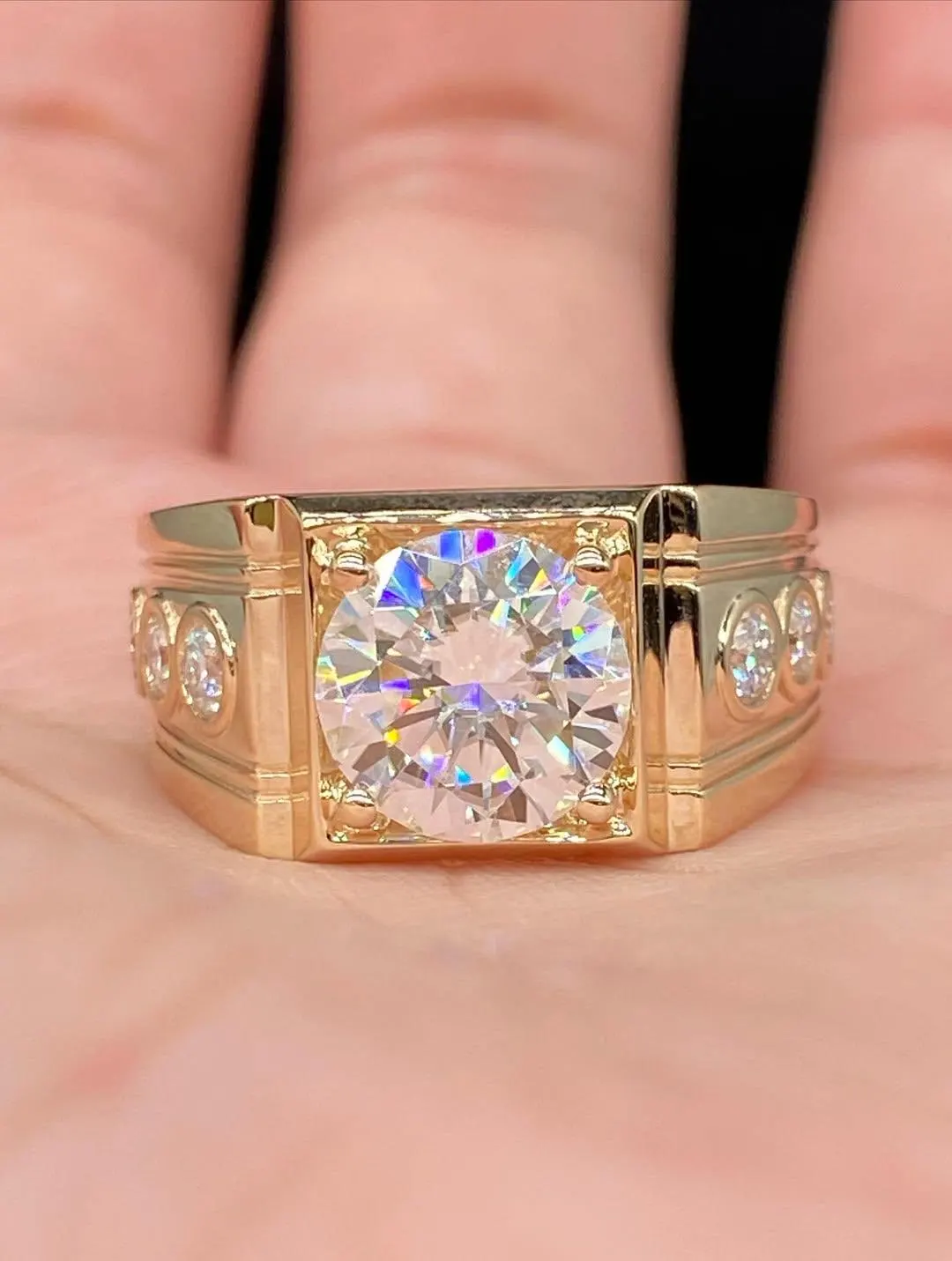 [Copy][Copy][Copy][Copy][Copy]Men's Solid 925 Sterling Silver Iced Hip Hop Baguette  Pinky Cross Ring