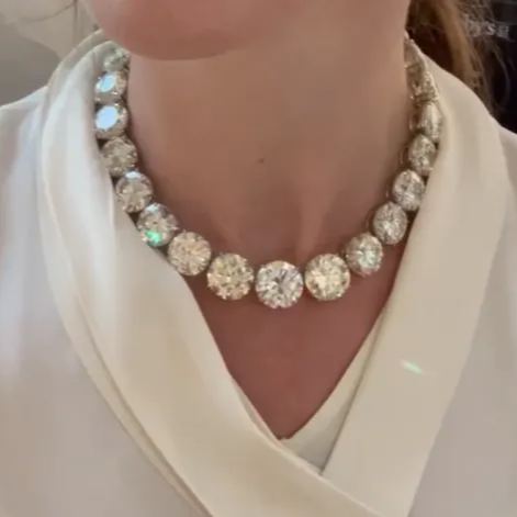 Large carat bright cut diamond necklace with large diamonds