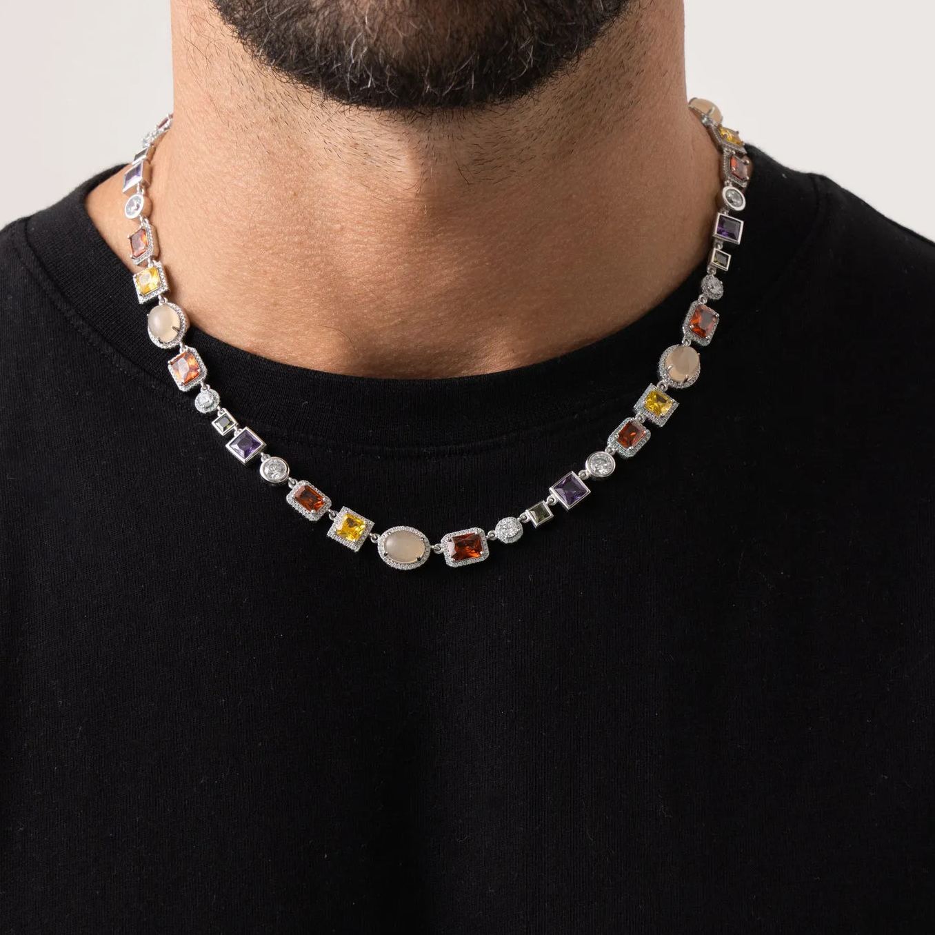 Gemstone Necklace (Silver)
