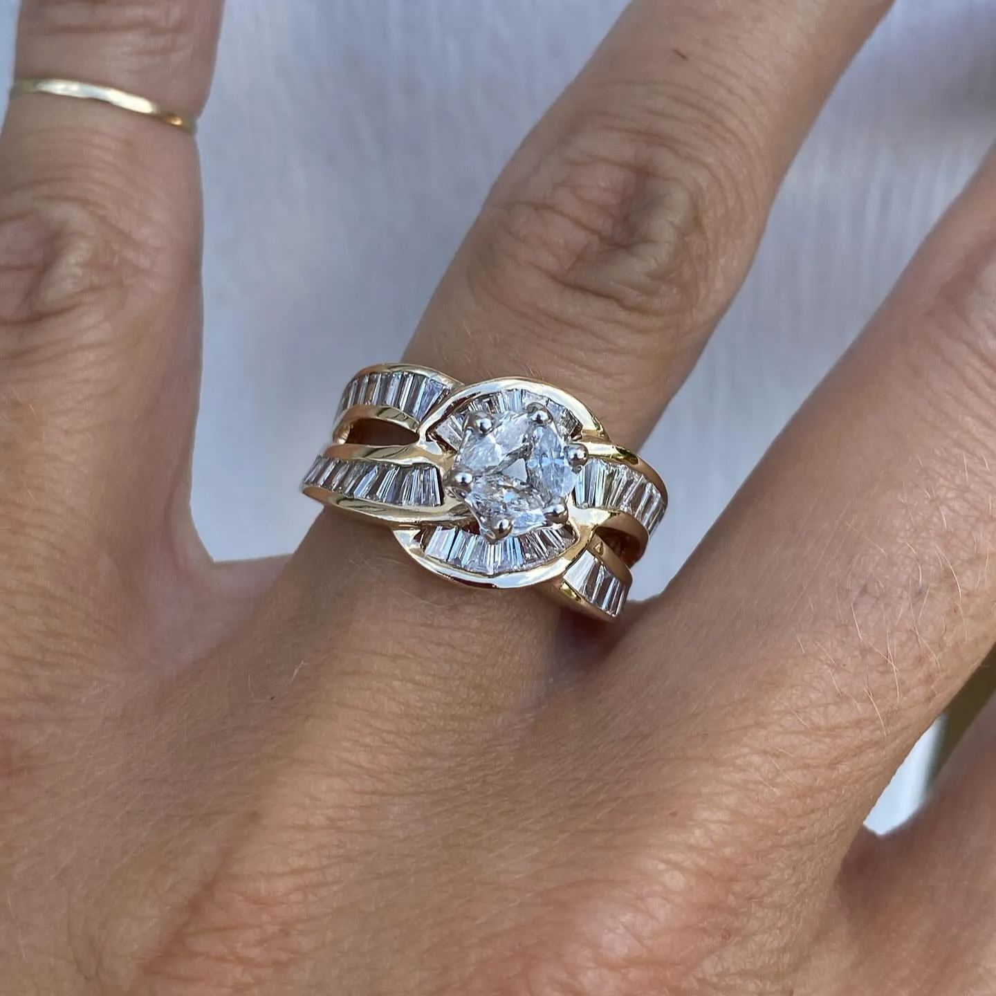 Cross design silver gemstone ring