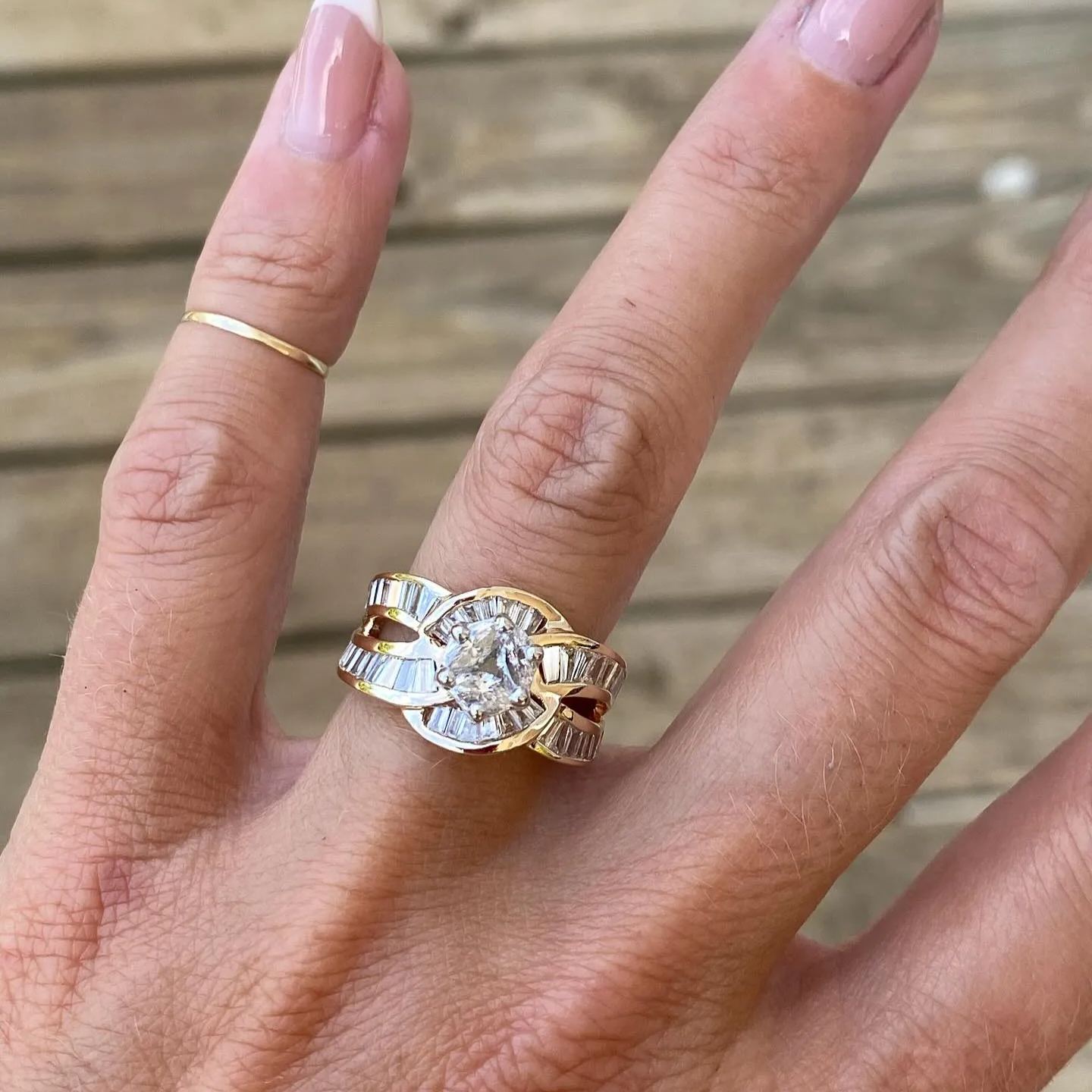 Cross design silver gemstone ring