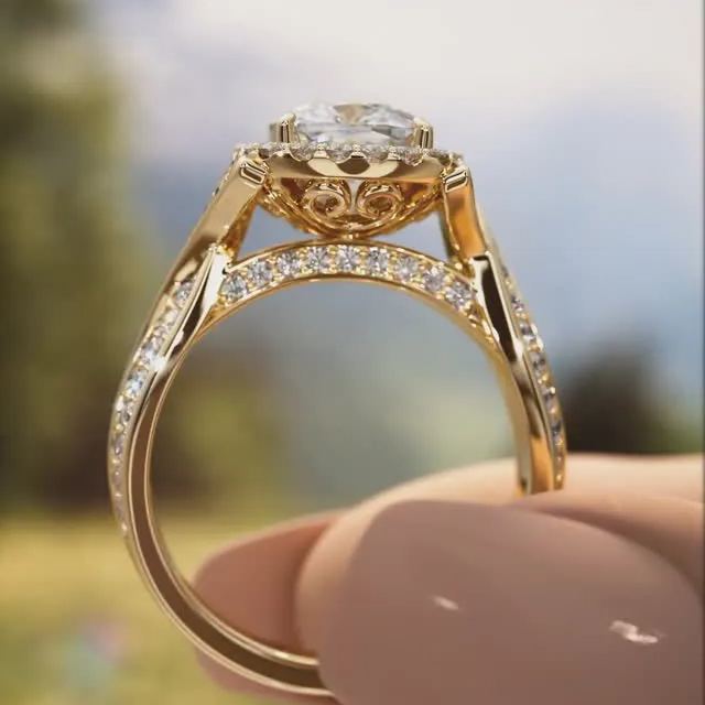 Classic collection-level surround gemstone ring