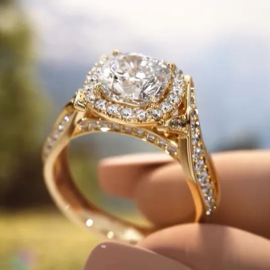 Classic collection-level surround gemstone ring