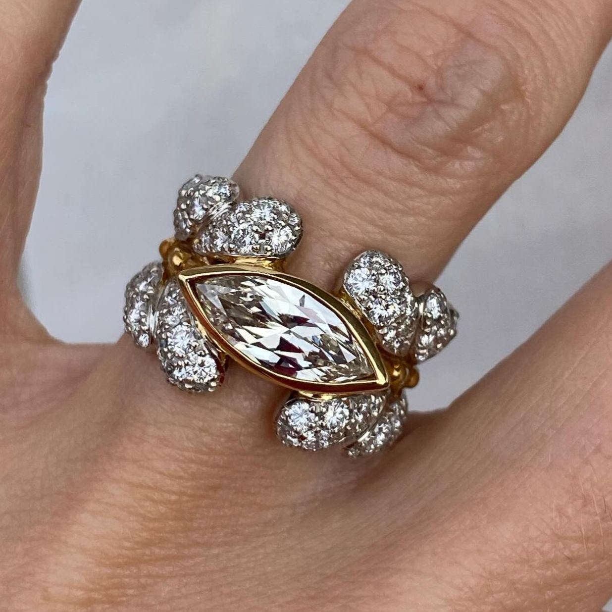 [Copy]Modern Cluster 4.5 Carat Oval Engagement Ring