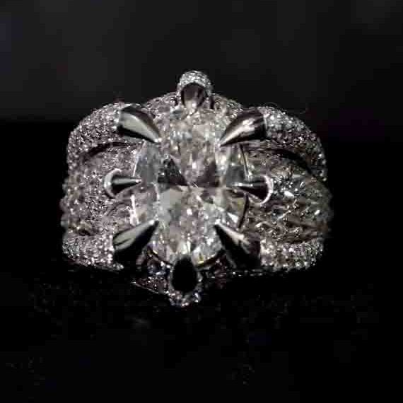 5 Carat Oval Cut Center Set Inverted Gothic Ring