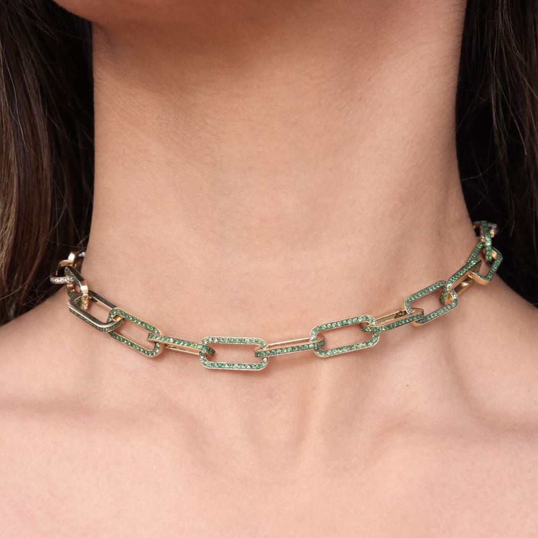 [Copy]Colorful four-leaf clover sparkling necklace