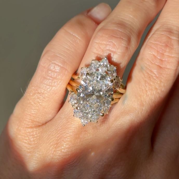 Modern Cluster 4.5 Carat Oval Engagement Ring