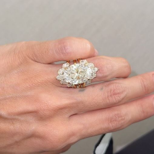 Modern Cluster 4.5 Carat Oval Engagement Ring