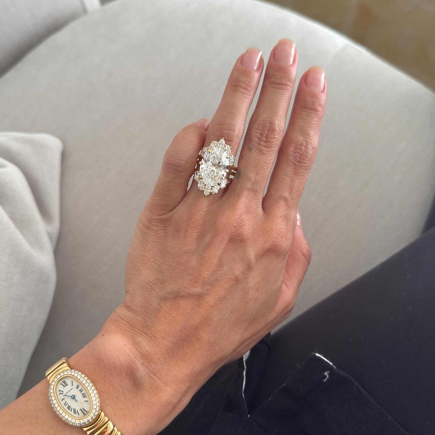 Modern Cluster 4.5 Carat Oval Engagement Ring