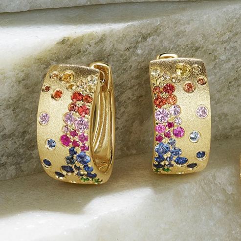 [Copy]Flush Set Multicolor Sapphire Starry Hoop Earrings