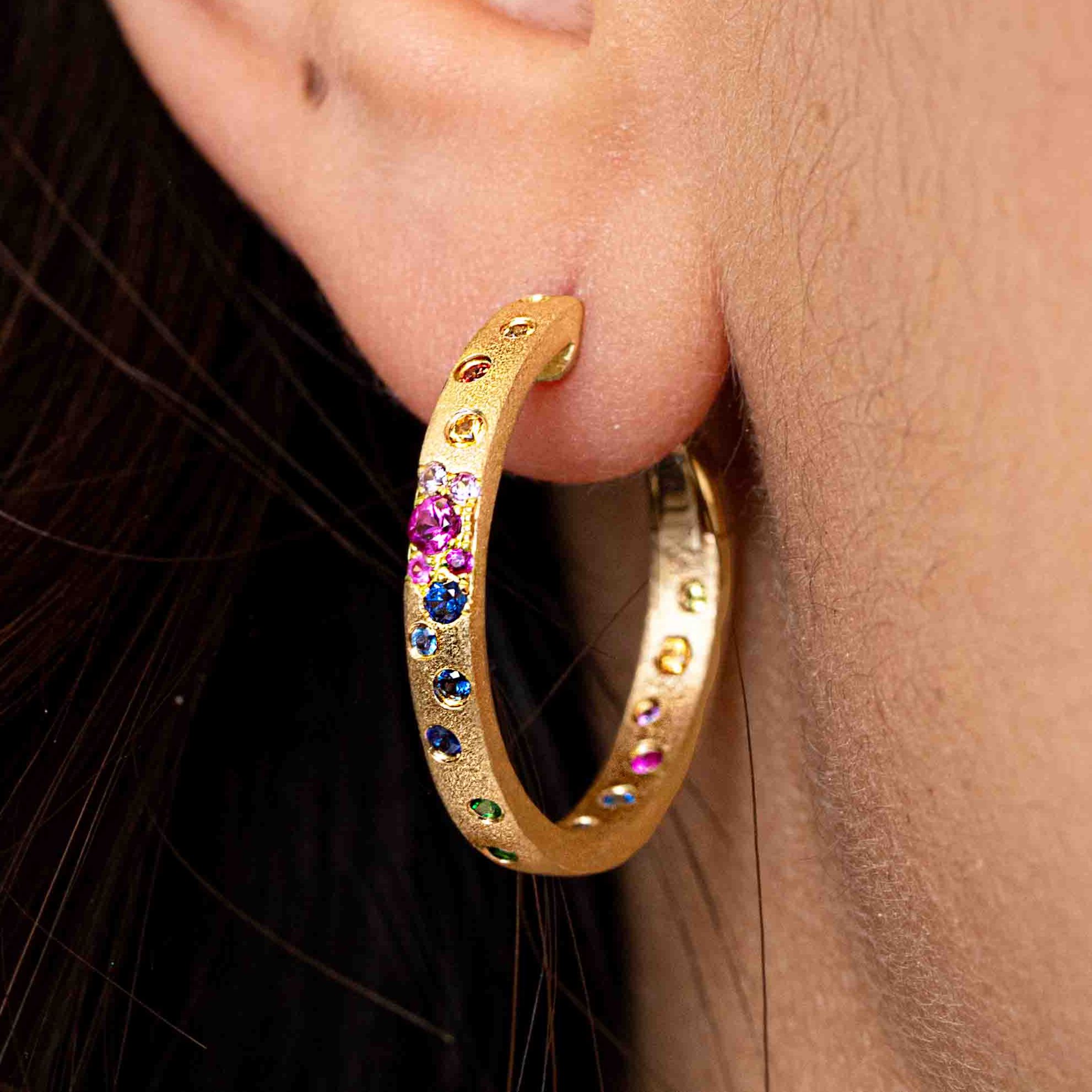 [Copy][Copy]Flush Set Multicolor Sapphire Starry Hoop Earrings