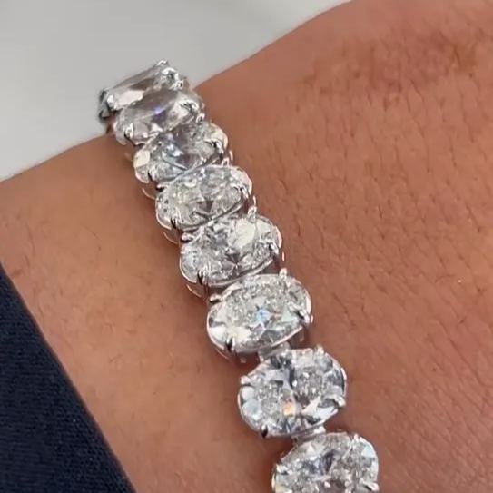Row-set Large Carat Pure Diamond Bracelte