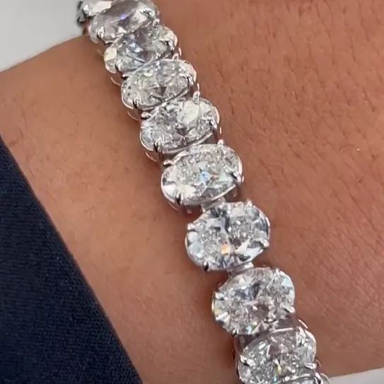 Row-set Large Carat Pure Diamond Bracelte