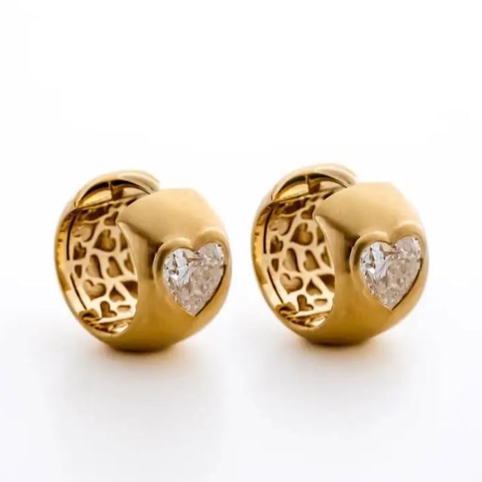 4ctw Bezel-setting Heart Cut Chunky Hoop Huggie Earrings