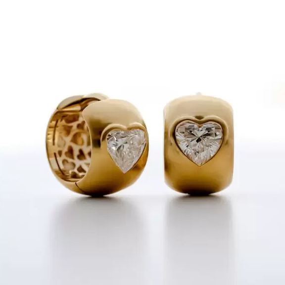 4ctw Bezel-setting Heart Cut Chunky Hoop Huggie Earrings