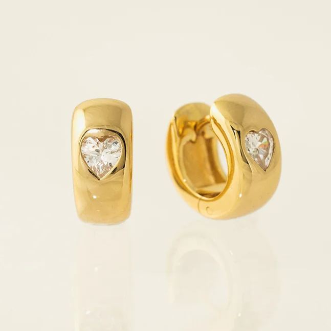 4ctw Bezel-setting Heart Cut Chunky Hoop Huggie Earrings