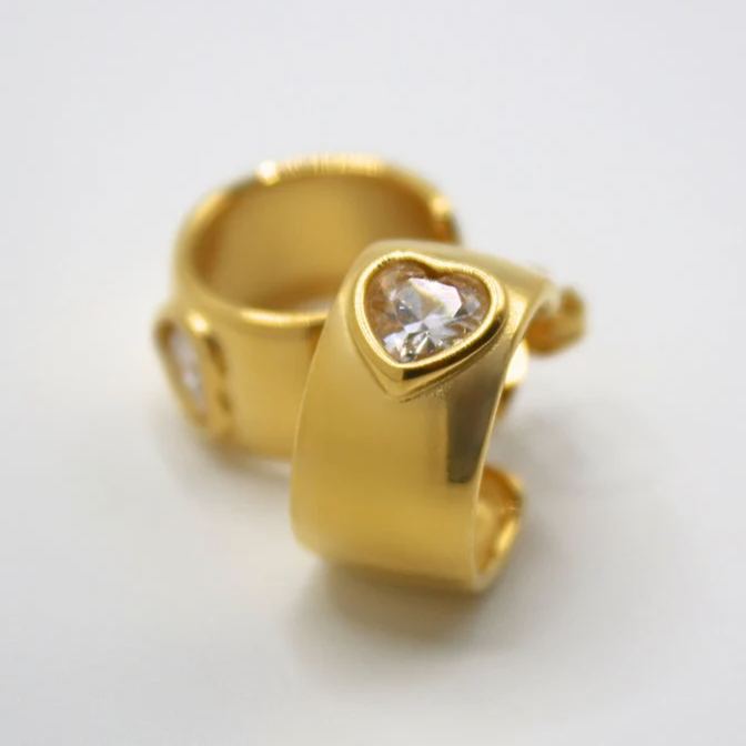 4ctw Bezel-setting Heart Cut Chunky Hoop Huggie Earrings