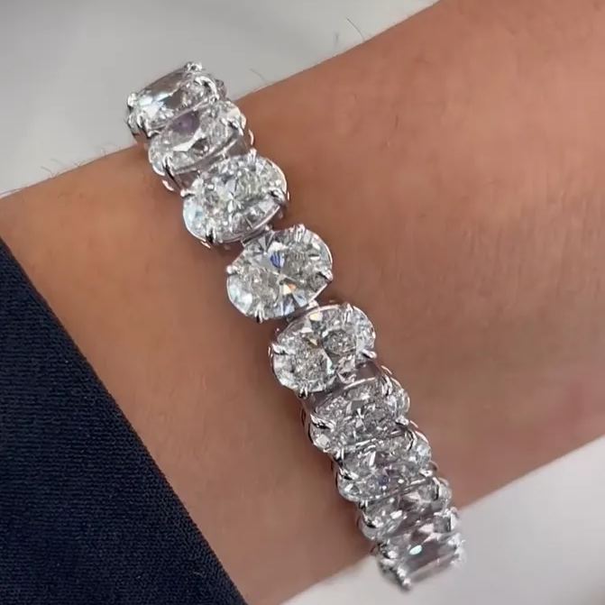 Row-set Large Carat Pure Diamond Bracelte