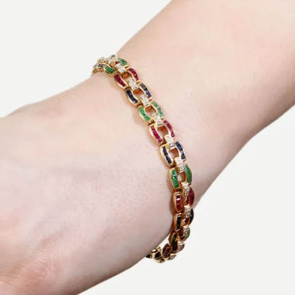 [Copy][Copy][Copy][Copy][Copy][Copy]20ctw Round and Baguette Cut Link Bracelet