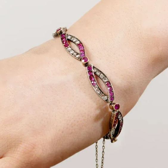 [Copy][Copy][Copy][Copy][Copy][Copy][Copy]20ctw Round and Baguette Cut Link Bracelet