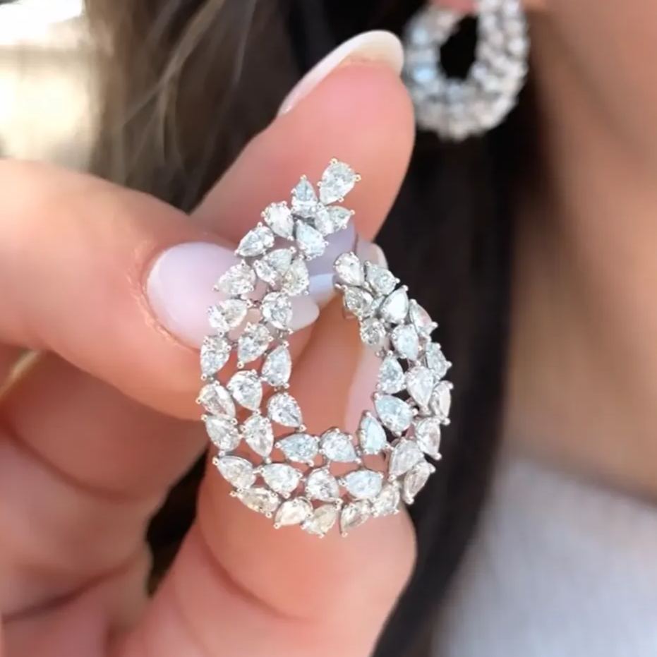 [Copy]"Green Mirage" Teardrop Emerald Halo Earrings