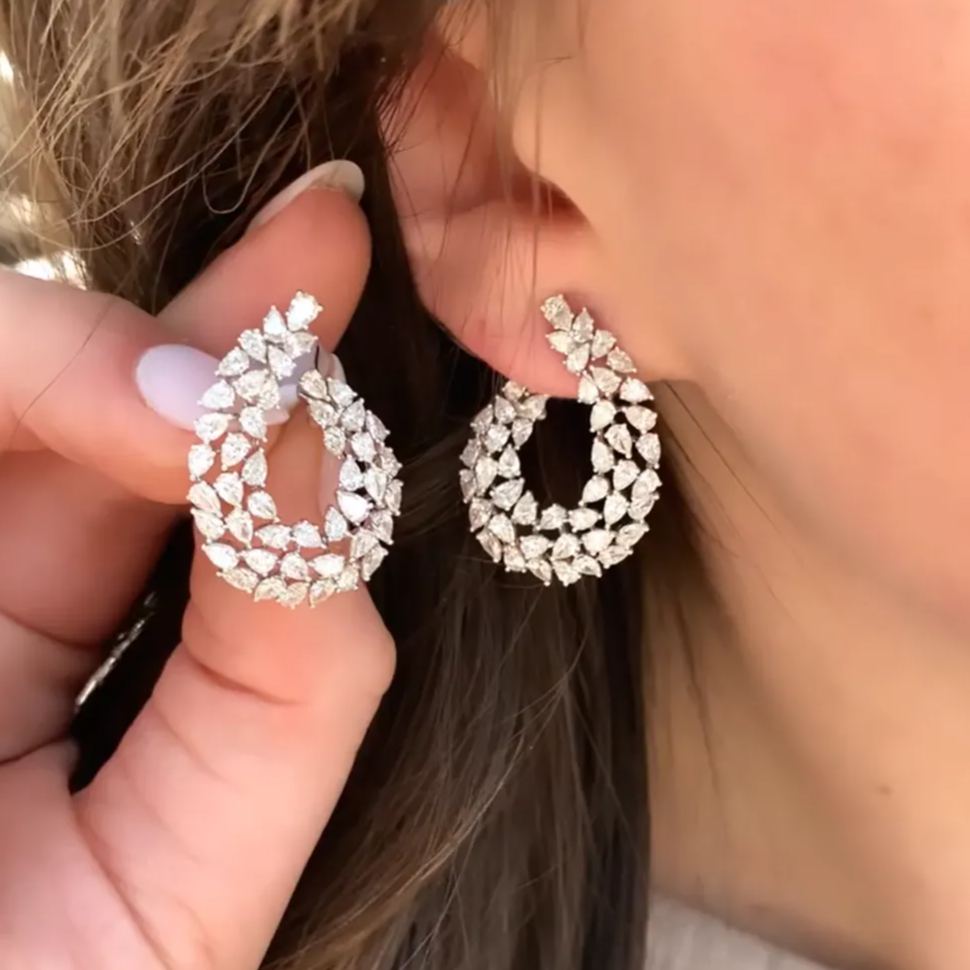 [Copy]"Green Mirage" Teardrop Emerald Halo Earrings