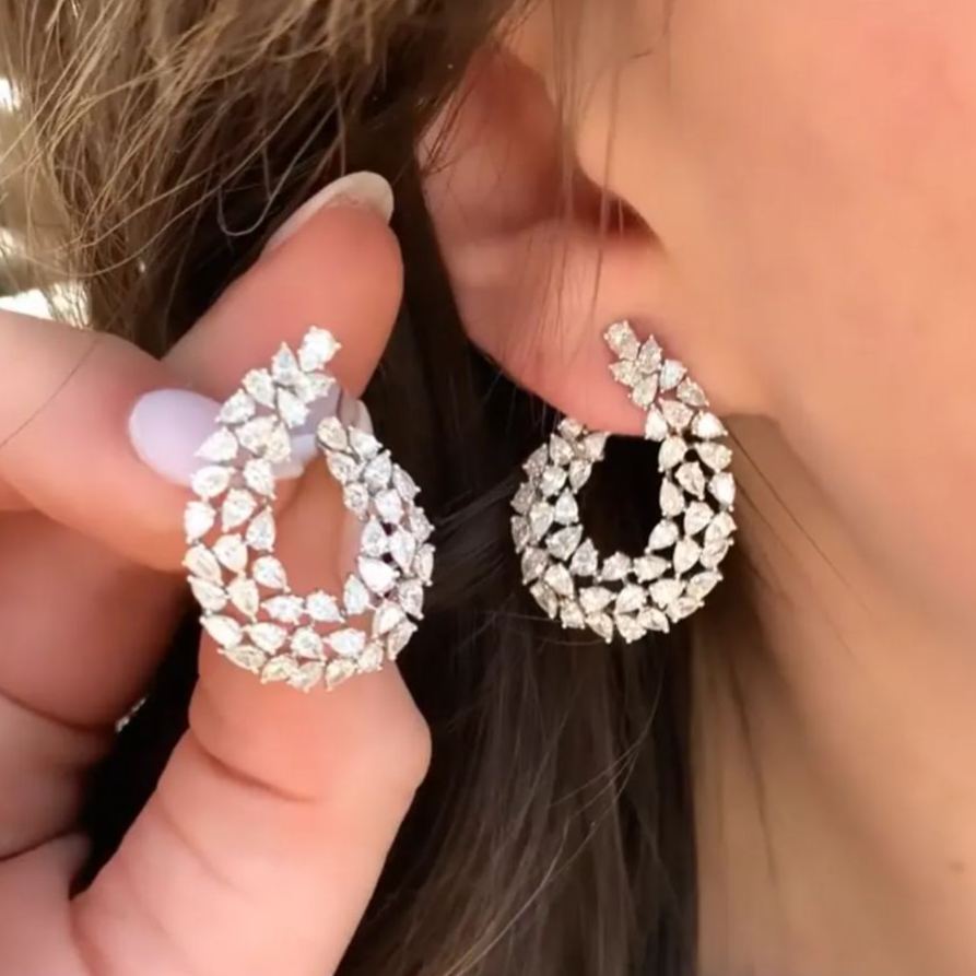 [Copy]"Green Mirage" Teardrop Emerald Halo Earrings