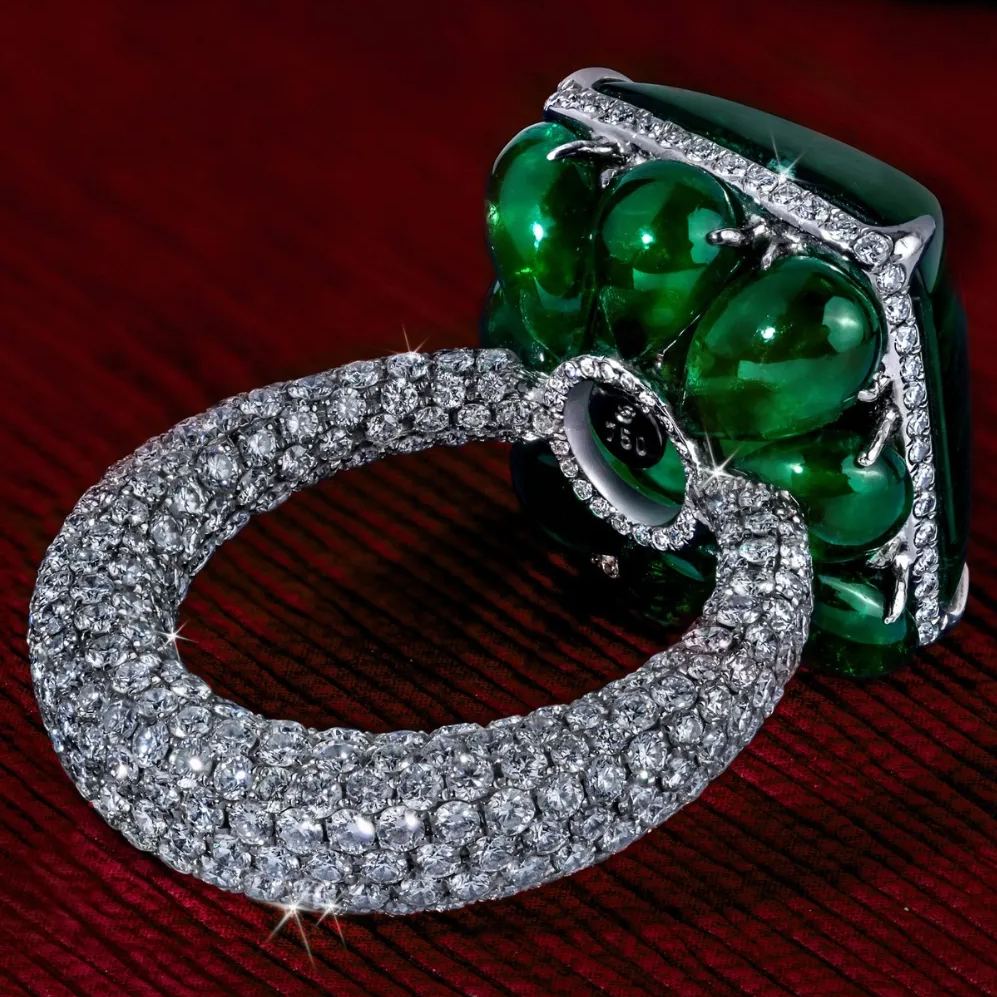 Emerald Symphony Emerald Diamond Halo Ring