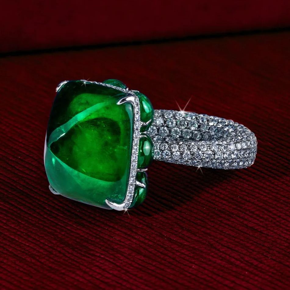 Emerald Symphony Emerald Diamond Halo Ring