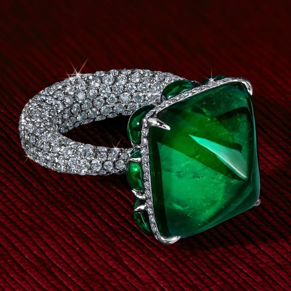 Emerald Symphony Emerald Diamond Halo Ring