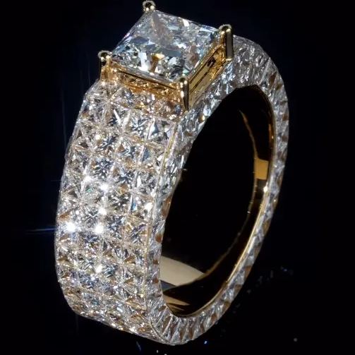 5.6ct Princess Cut White Sapphire Allover-set Men's Ring