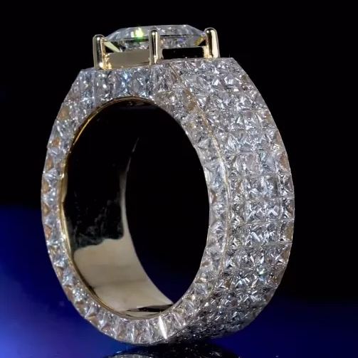 5.6ct Princess Cut White Sapphire Allover-set Men's Ring