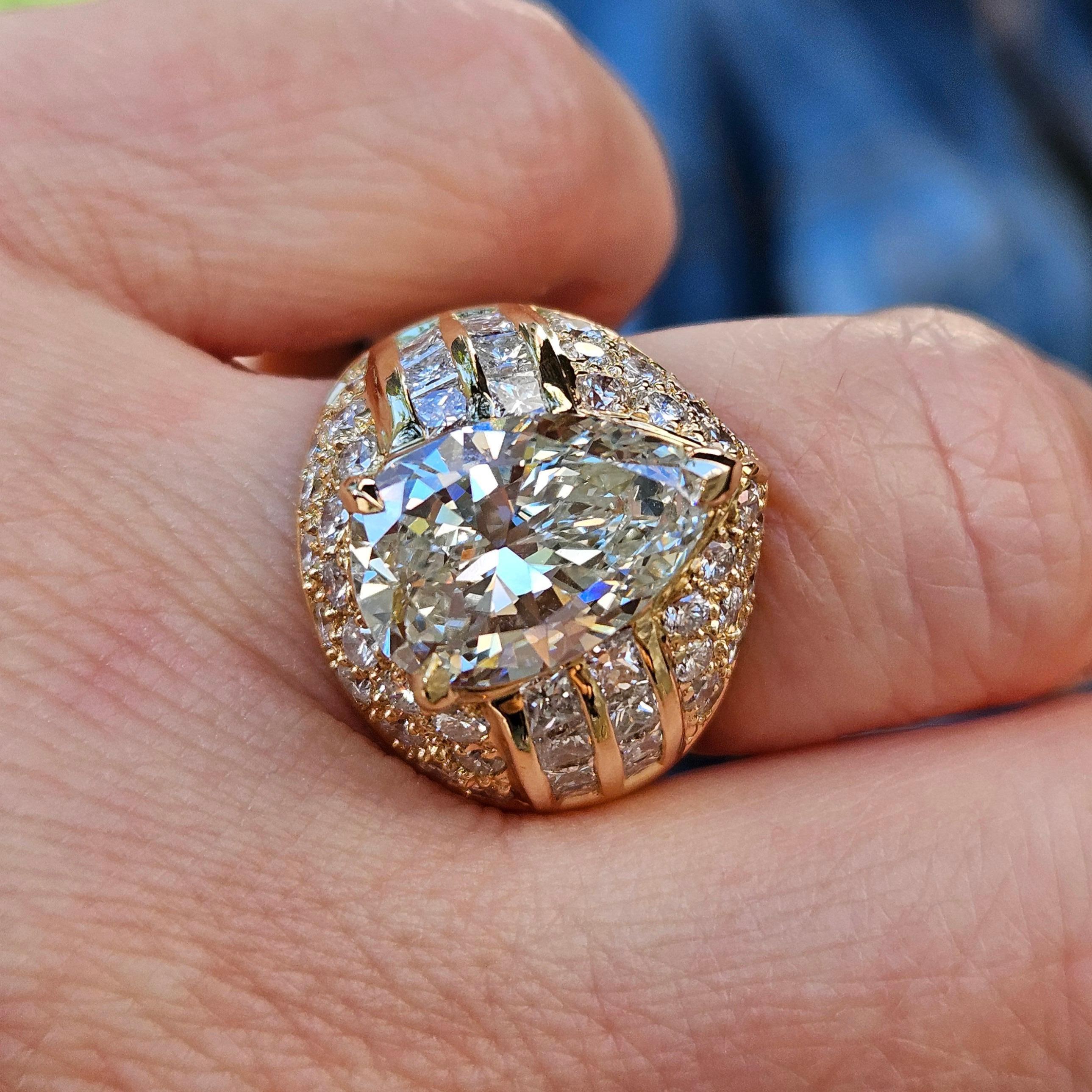 6.50 carat vintage pear-shaped diamond engagement and wedding ring