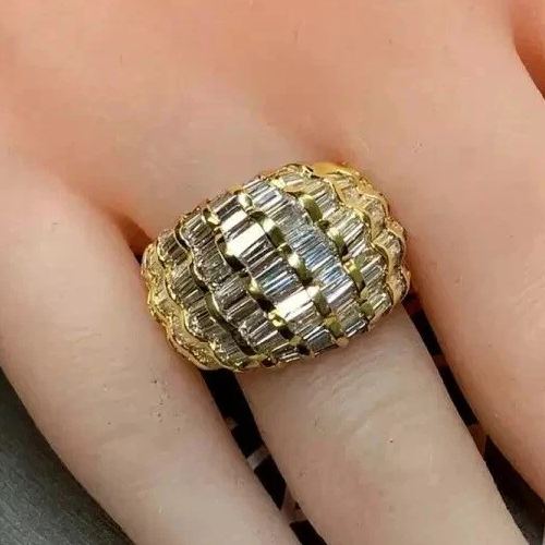 6.40Ctw Baguette Lab Created Diamond  Vintage Wedding Ring