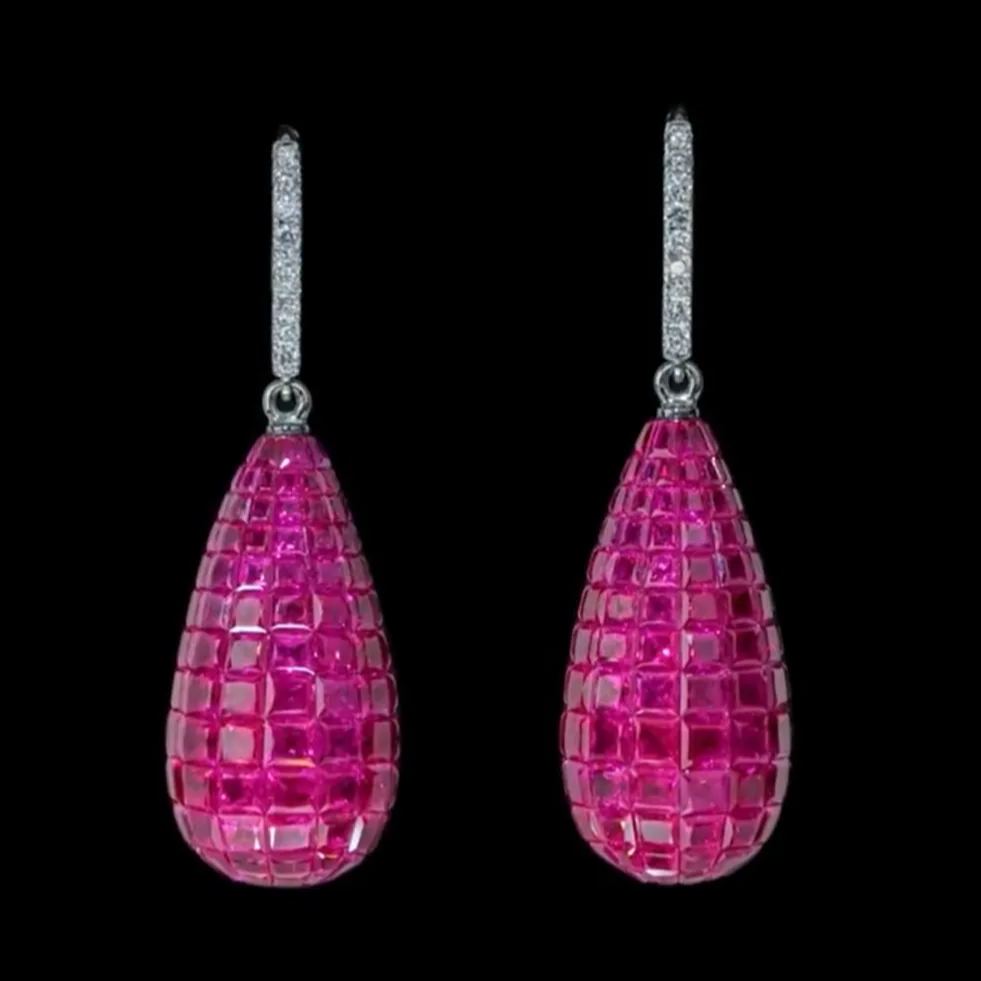 Royal Amethyst Teardrop Earrings with Diamond Halo