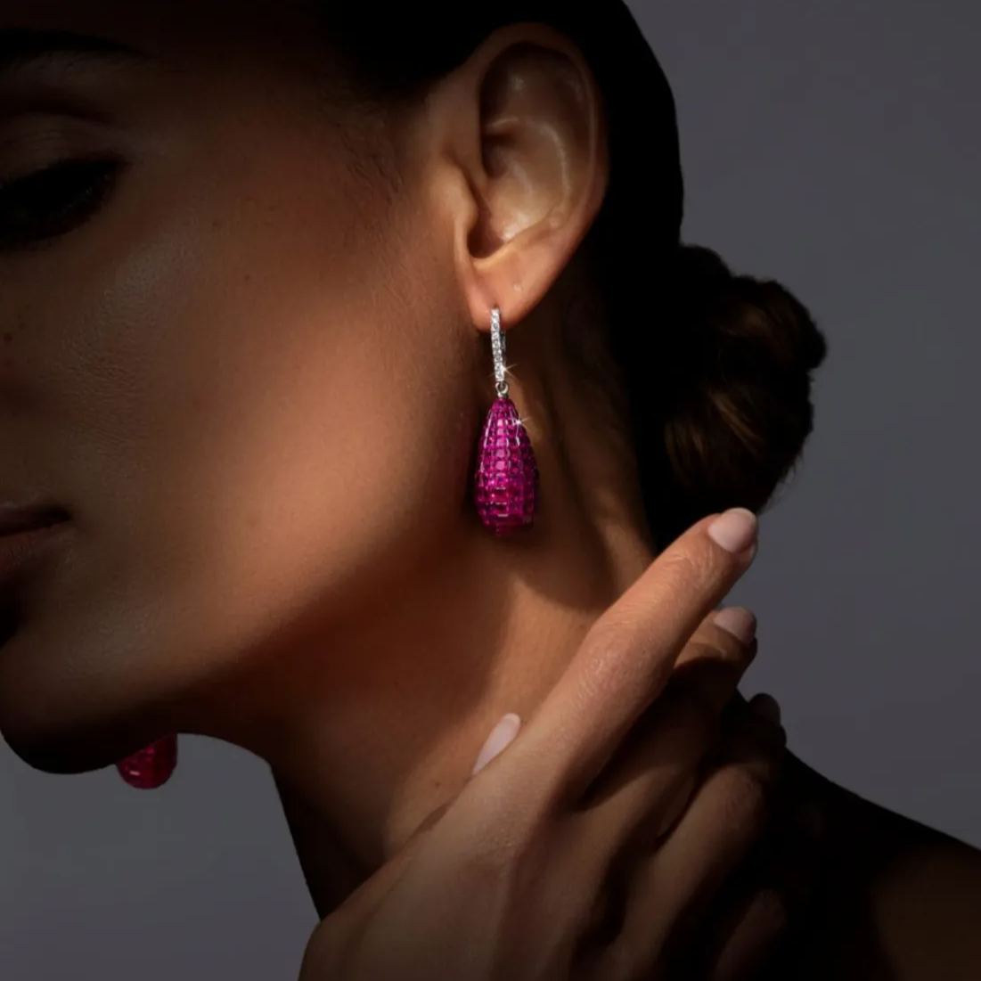 Royal Amethyst Teardrop Earrings with Diamond Halo