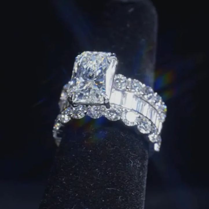 Radiant Cut Diamond Ring with Baguette Accents