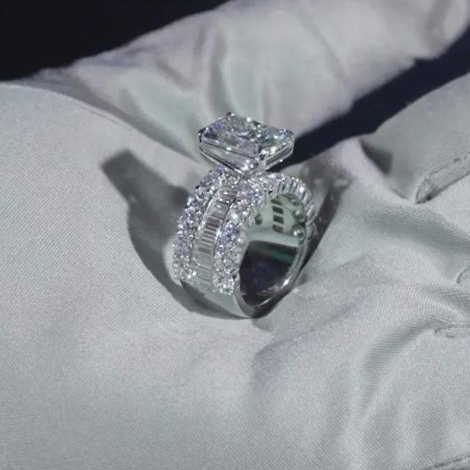 Radiant Cut Diamond Ring with Baguette Accents