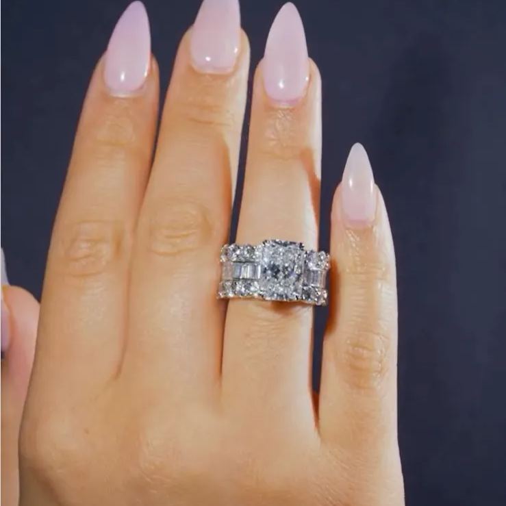 Radiant Cut Diamond Ring with Baguette Accents