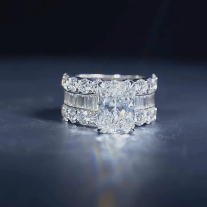 Radiant Cut Diamond Ring with Baguette Accents