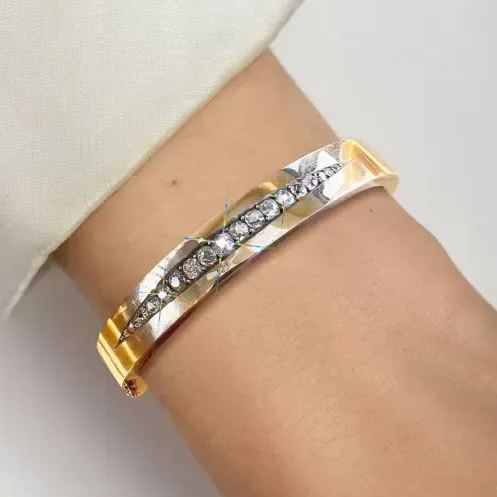 Vintage 7.5ctw Round Cut White Sapphire Hinged Bracelet