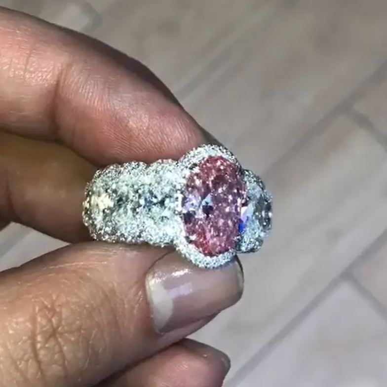 Fashion 7.5ct Oval Cut Pink Sapphire Fancy  Engagement Ring