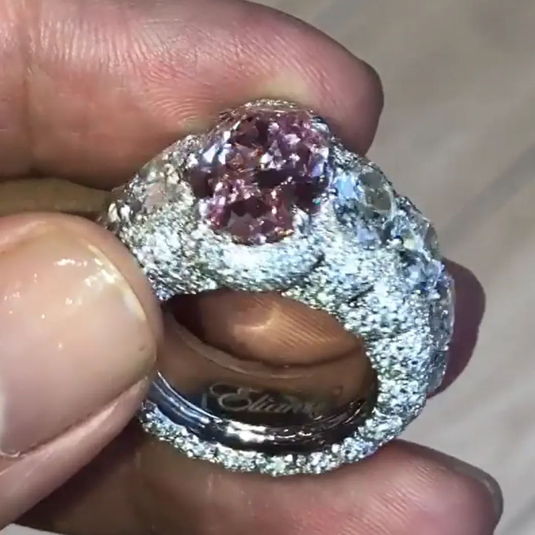 Fashion 7.5ct Oval Cut Pink Sapphire Fancy  Engagement Ring