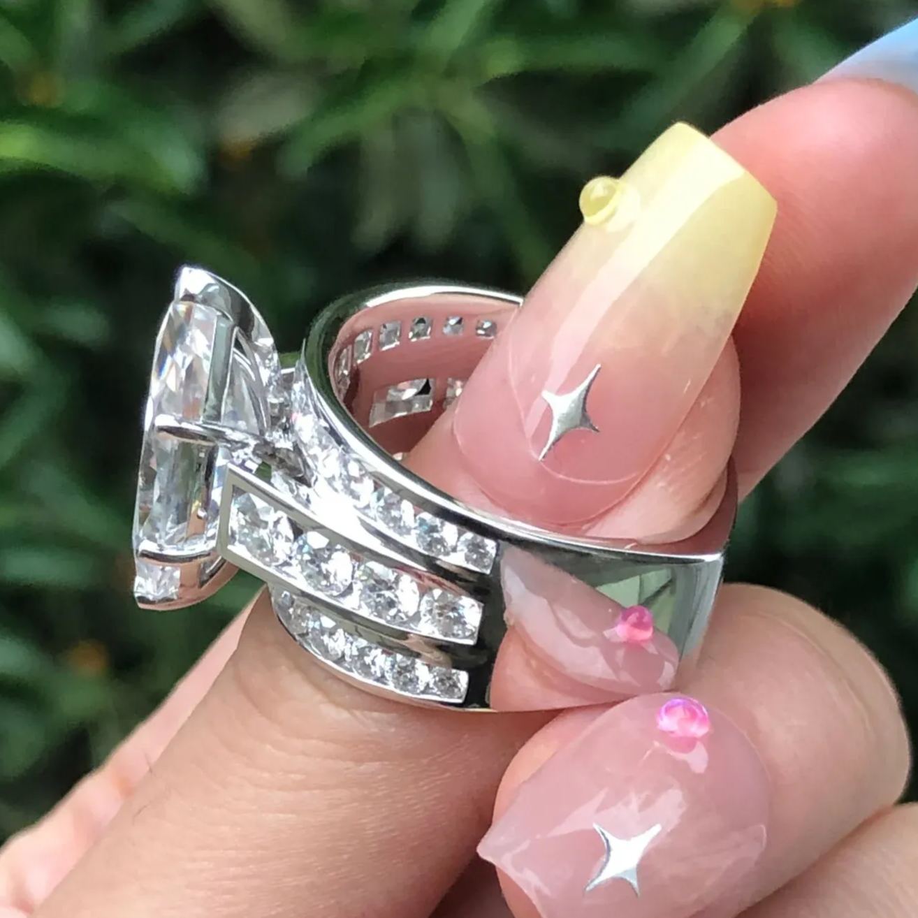 [Copy][Copy][Copy][Copy]Men's Solid 925 Sterling Silver Iced Hip Hop Baguette  Pinky Cross Ring