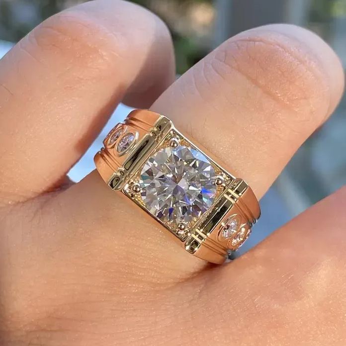 [Copy][Copy][Copy][Copy][Copy]Men's Solid 925 Sterling Silver Iced Hip Hop Baguette  Pinky Cross Ring